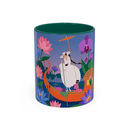 The Lady Of The Lotus Voyage Colorful Mugs – Art Deco Botanical Elegance
