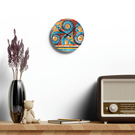 Reproduction of S-Spiral Frieze by Emile Gilliéron Acrylic Wall Clock, Round and Square