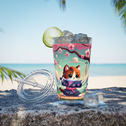 Samurai Kitten Sunsplash Tumbler with Straw, 16oz