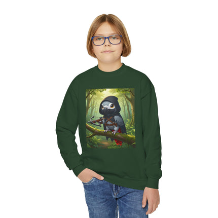 The African Grey Sentinel Youth Crewneck Sweatshirt – Wisdom, Courage & Woodland Adventure