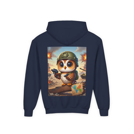 Owl on the Front Lines Youth Hooded Sweatshirt – Courage, Wisdom & Quiet Strength
