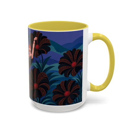 🖤🌺 The Midnight Floral Acrobat Colorful Mug – Art Deco Fashion Whimsy