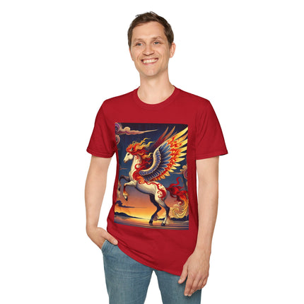 Flame-Winged Horse at Sunset Softstyle T-Shirt
