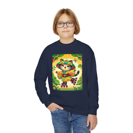 Firefly Dance on Wheels Youth Crewneck Sweatshirt – Motion, Magic & Playful Energy
