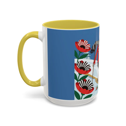 🎿🎄 The Christmas Holly Skier Colorful Mug – Whimsical Holiday Fantasy