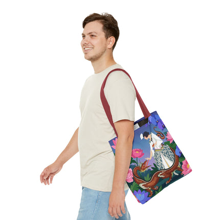 🐉🌸 The Dragon Keeper Tote Bag – Art Deco Floral Fantasy