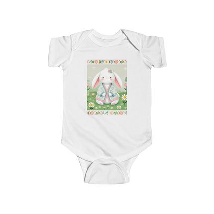 Spring Serenity Baby Bodysuit – Bunny in Kimono Meadow Design
