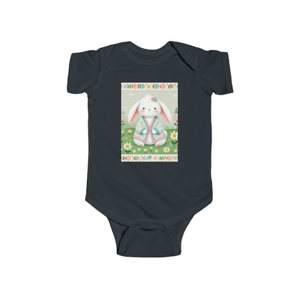 Spring Serenity Baby Bodysuit – Bunny in Kimono Meadow Design
