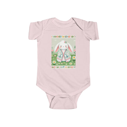 Spring Serenity Baby Bodysuit – Bunny in Kimono Meadow Design
