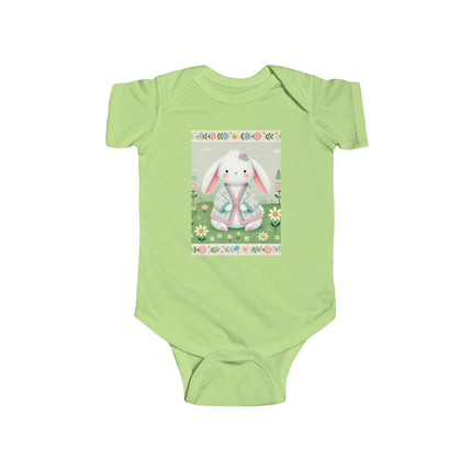 Spring Serenity Baby Bodysuit – Bunny in Kimono Meadow Design