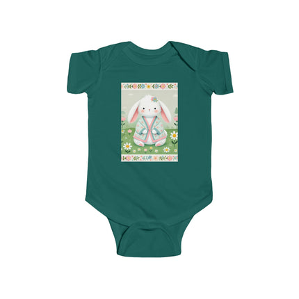 Spring Serenity Baby Bodysuit – Bunny in Kimono Meadow Design
