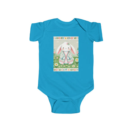 Spring Serenity Baby Bodysuit – Bunny in Kimono Meadow Design