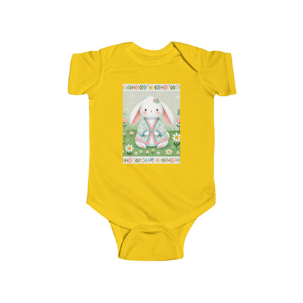 Spring Serenity Baby Bodysuit – Bunny in Kimono Meadow Design