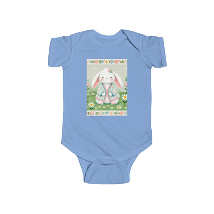 Spring Serenity Baby Bodysuit – Bunny in Kimono Meadow Design