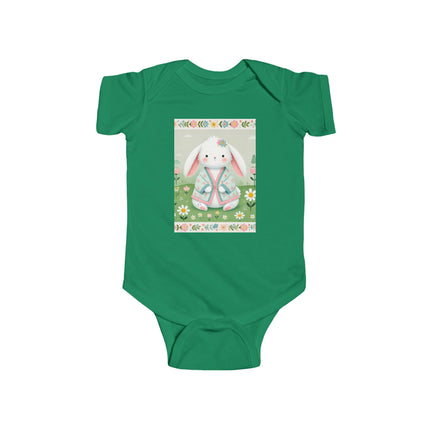 Spring Serenity Baby Bodysuit – Bunny in Kimono Meadow Design