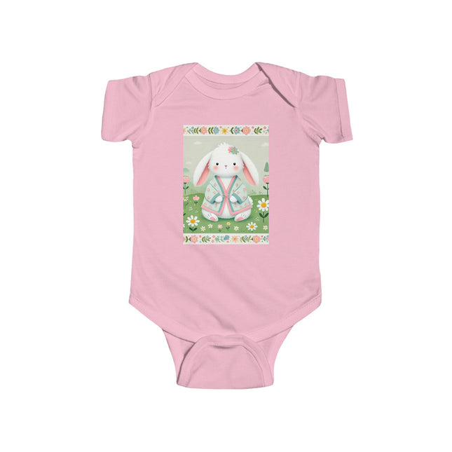 Spring Serenity Baby Bodysuit – Bunny in Kimono Meadow Design