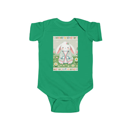 Spring Serenity Baby Bodysuit – Bunny in Kimono Meadow Design