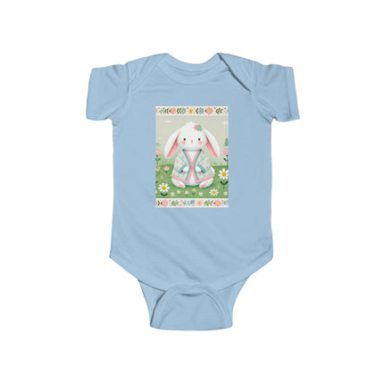 Spring Serenity Baby Bodysuit – Bunny in Kimono Meadow Design