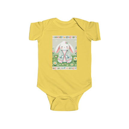 Spring Serenity Baby Bodysuit – Bunny in Kimono Meadow Design