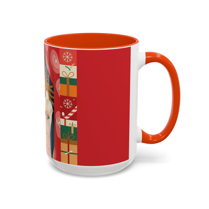 ❤️ The Lady Of The Candlelit Christmas Alcove Colorful Mug – Art Deco Holiday Elegance