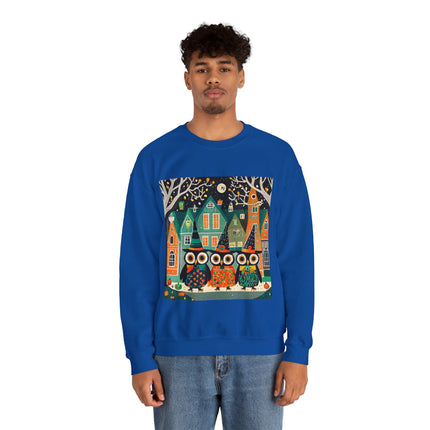 Night of the Trick-or-Treating Owlets Unisex Heavy Blend™ Crewneck Sweatshirt