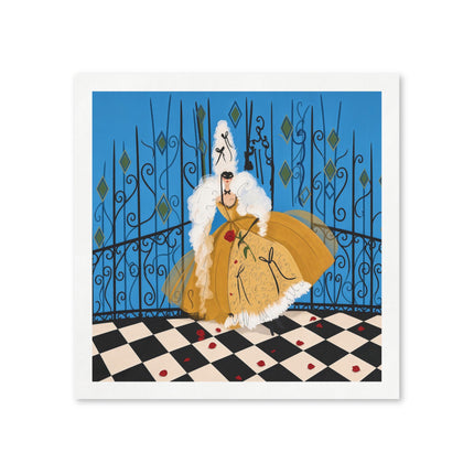 🎭🌹 The Lady At The Masquerade Gates Napkins – Art Deco Fashion Illustration