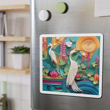 Elegant Egret Oasis Die-Cut Magnets (4 Sizes)