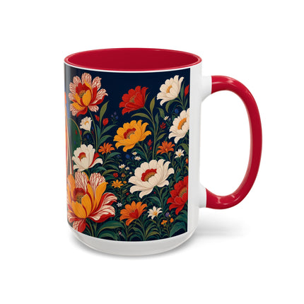 🌺🐦 The Enchanted Birdcage Garden Colorful Mug – Art Deco Floral Fantasy
