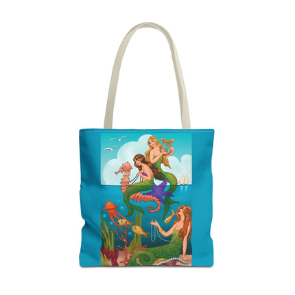 Three Mermaids with Strings of Pearls by Carlo Chiostri Tote Bag (AOP)