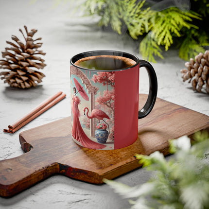 Petals, Porcelain, and Flamingos Colorful Mugs (11oz, 15oz)
