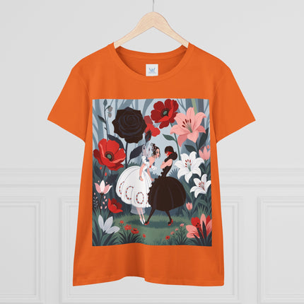 🌹🖤 The Midnight Rose Garden Cotton Tee – Art Deco Floral Fashion