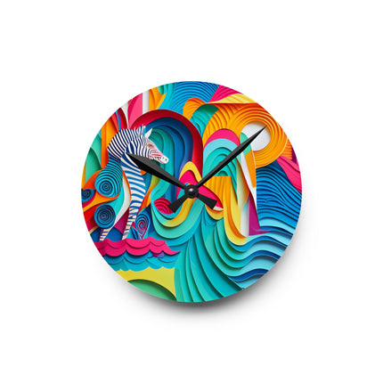 Surfing Zebra Acrylic Wall Clock, Round and Square