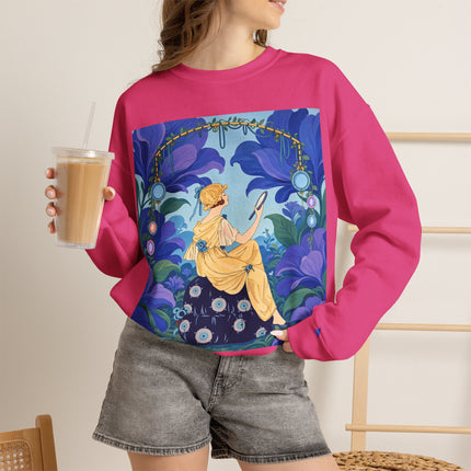 🪞🌺 The Enchanted Garden Mirror Crewneck Sweatshirt – Art Deco Fashion Whimsy