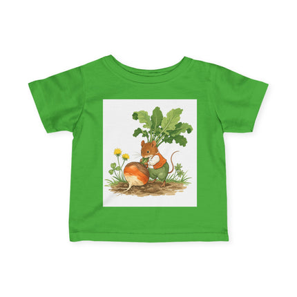 🐭🥕 The Little Garden Harvest Mouse Infant Fine Jersey Tee – Whimsical Woodland Charm