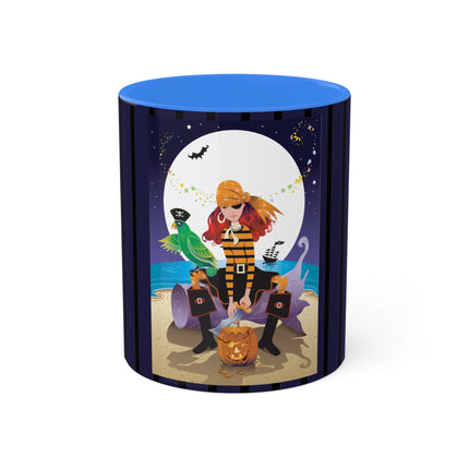 Moonlit Pirate Halloween Colorful Mugs, 11oz