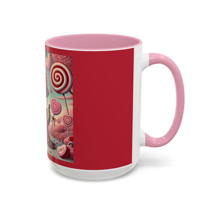 Whimsical Geisha Kitten in a Valentine Garden Colorful Mugs (11oz, 15oz)