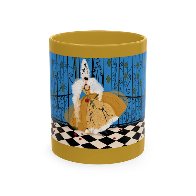 🎭🌹 The Lady Of The Gilded Masquerade Ceramic Mug – Art Deco Garden Elegance