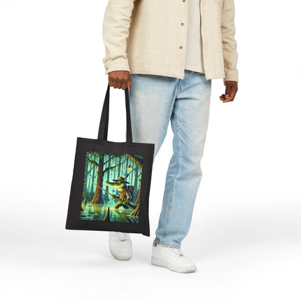 The Swamp Stalker Cotton Canvas Tote Bag – Stealthy Predator & Misty Mystery
