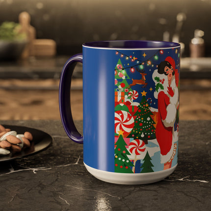 🦌🍬 The Lady Of The Peppermint Christmas Garden Colorful Mug – Colorful Art Deco Holiday Fantasy