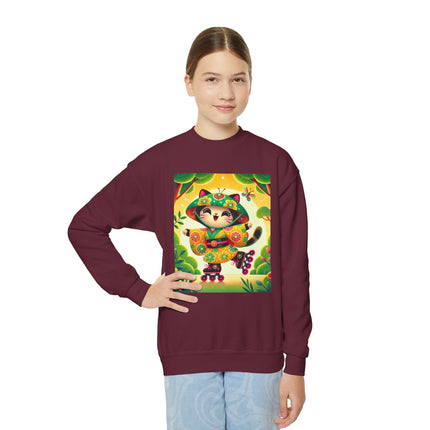 Firefly Dance on Wheels Youth Crewneck Sweatshirt – Motion, Magic & Playful Energy