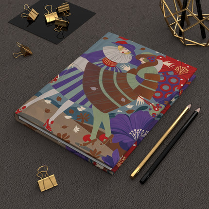 🎭🌺 The Enchanted Harlequin Garden Hardcover Journal – Art Deco Theatrical Whimsy