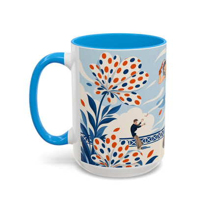 🌼🧡 The Polka Dot Wind Dancer Colorful Mug – Art Deco Fashion Whimsy