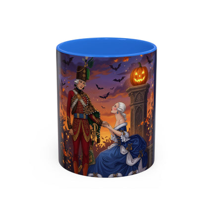 🎃💙 The Pumpkin Lantern Courtship Colorful Mug – Romantic Halloween Elegance