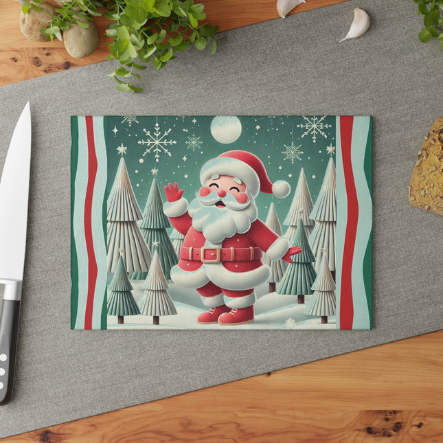 Santa's Joyful Night Glass Cutting Board