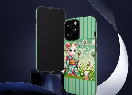 Geisha Kitten and the Dandelion Phone Cases