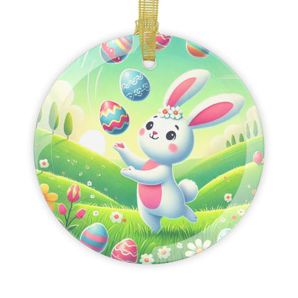 Easter Bunny Glass Ornament