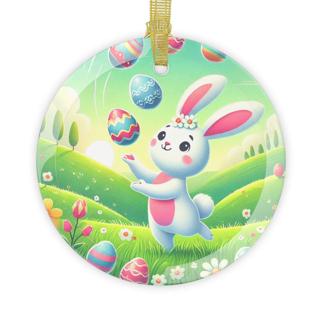 Easter Bunny Glass Ornament