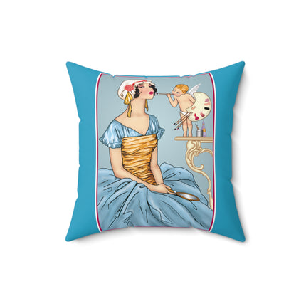 The Enchanting Painter: A Fairy's Artistic Touch Spun Polyester Square Pillow