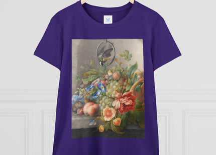 Still Life With Flowers, Fruit, A Great Tit And A Mouse by Herman Henstenburgh Women's Midweight Cotton Tee
