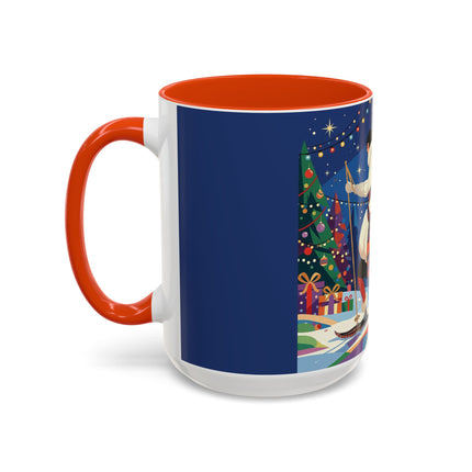 🌙🎿 The Moonlit Christmas Skier Colorful Mug – Whimsical Holiday Fantasy
